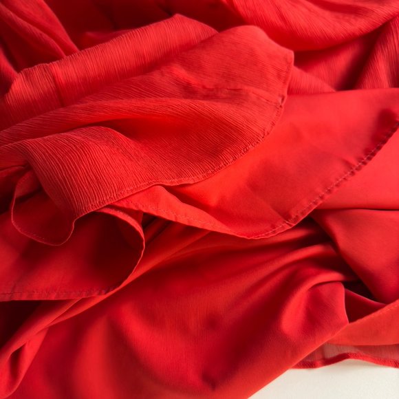 J Crew Vivid Poppy Red Pure Silk Lucienne One-Shoulder Chiffon Mini Dress Size 6 - Picture 12 of 12